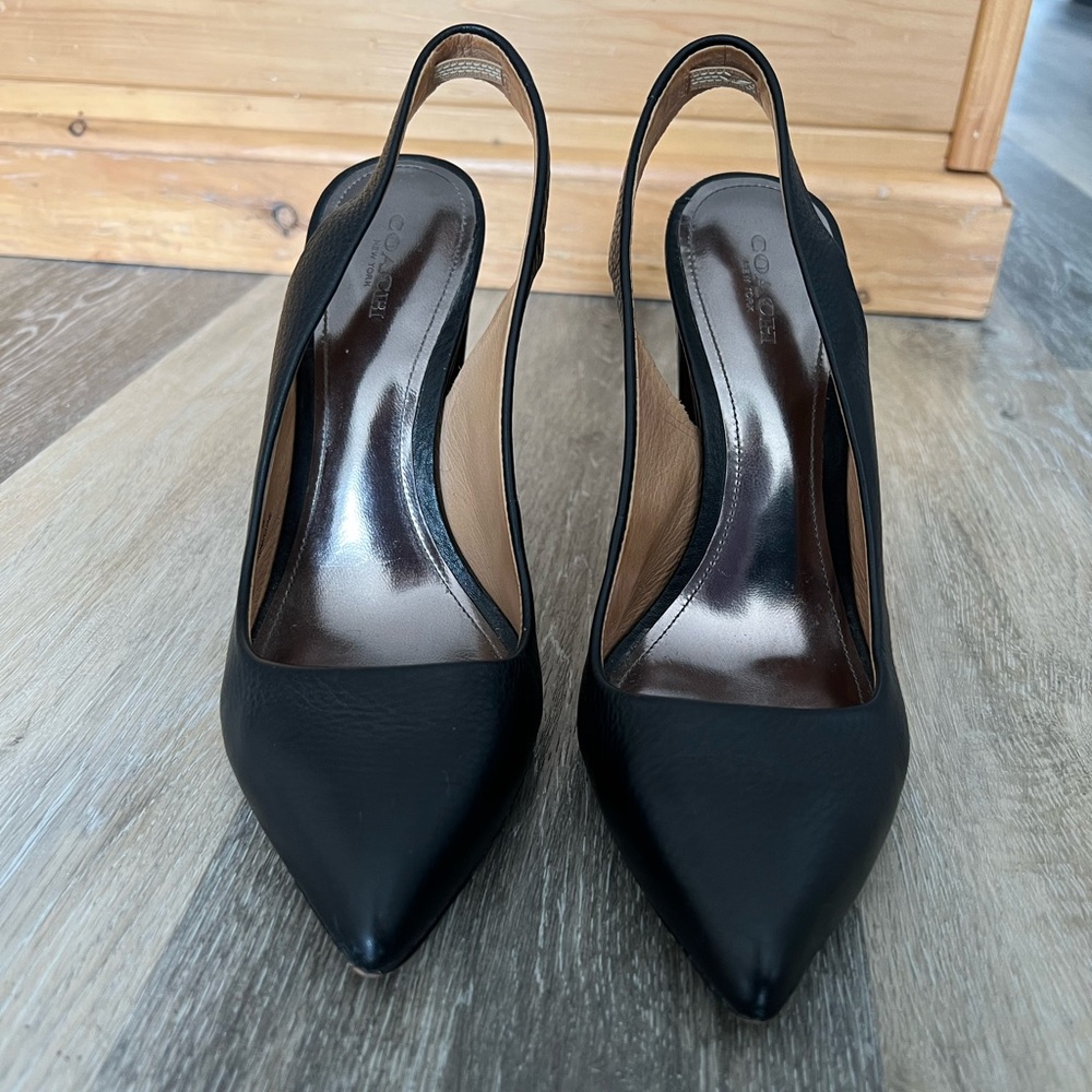 Coach Leather Slingback with Metal Heel
